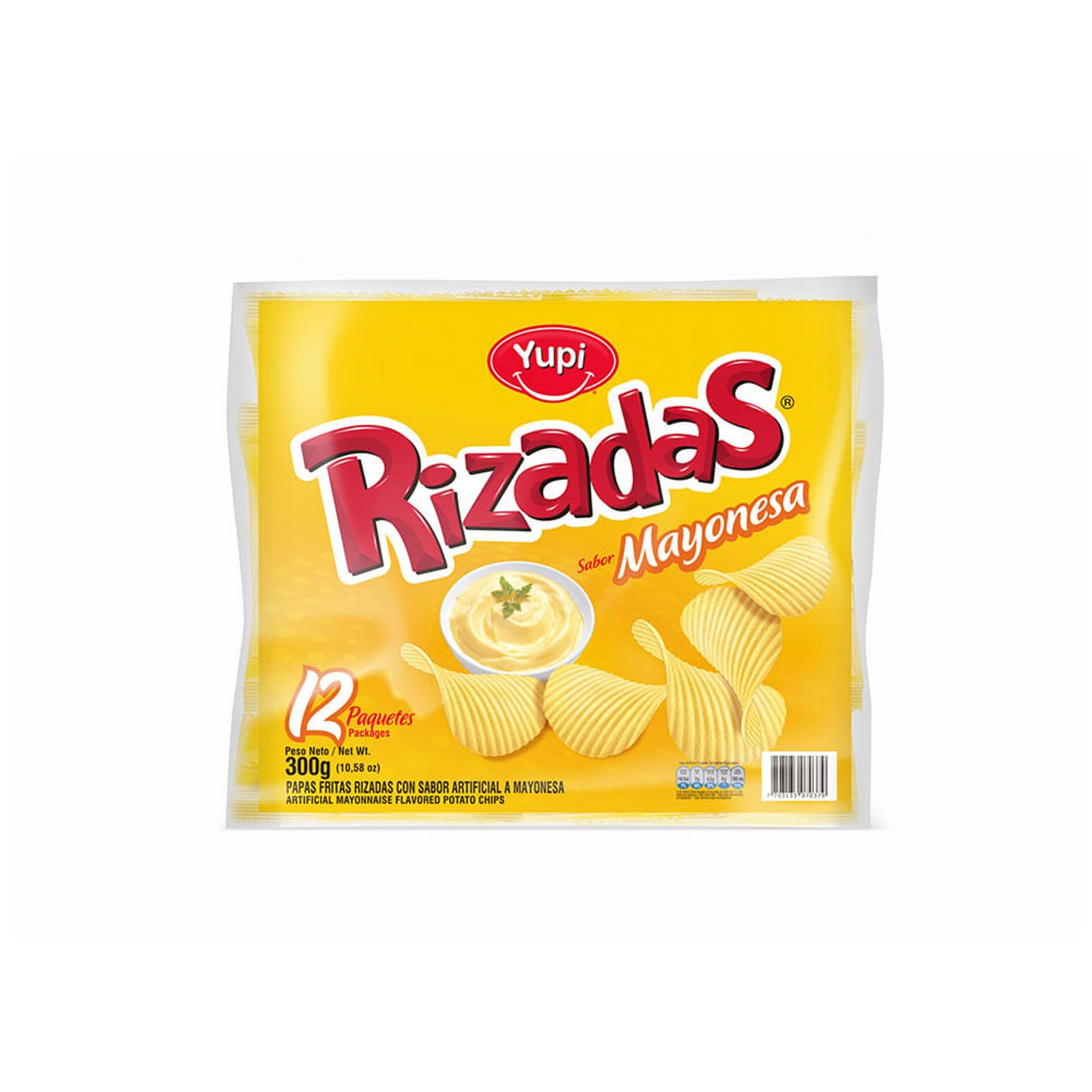 Papas Rizadas Curly Potato Chips with Mayonnaise Flavor Crunchy 12-Pack 300g