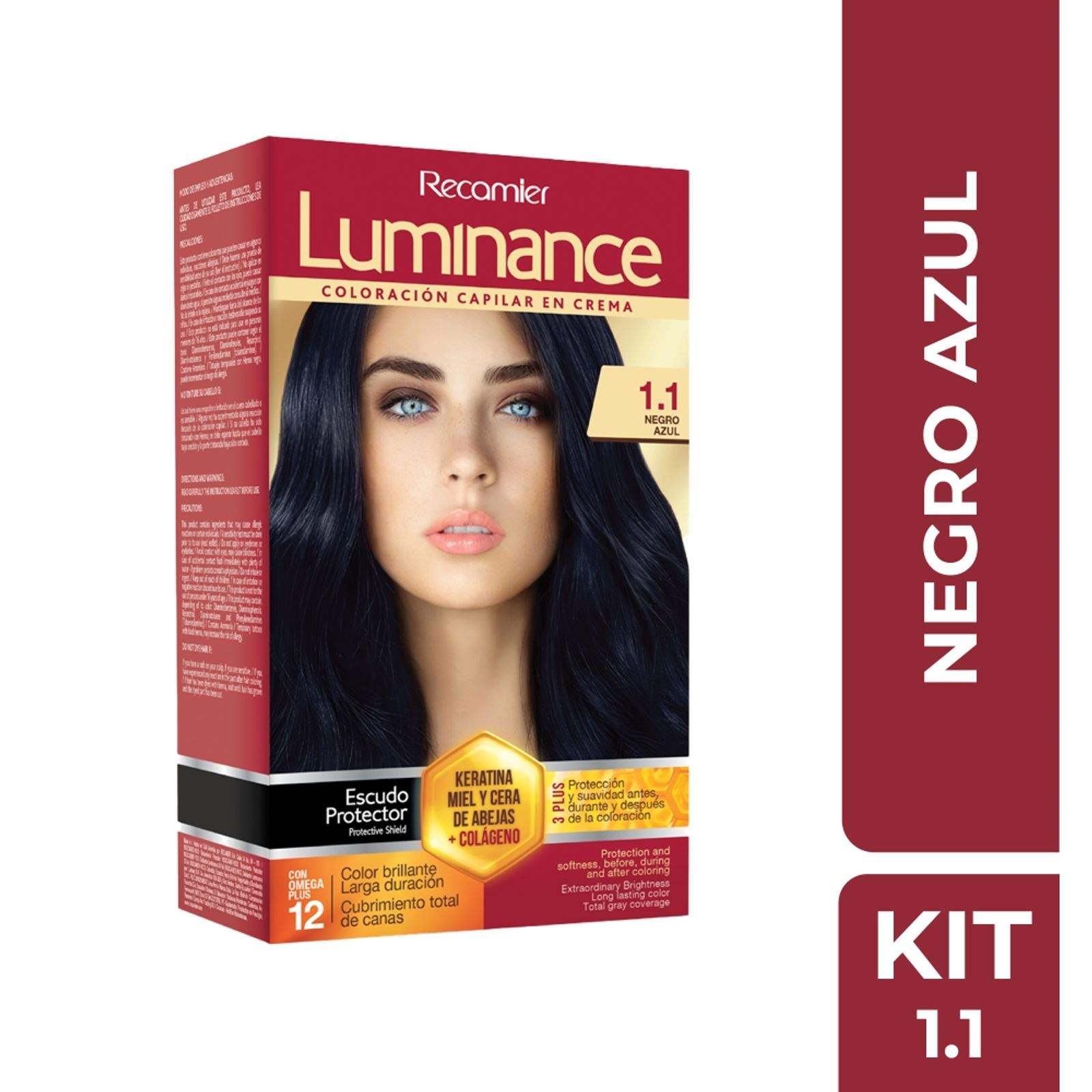 Recamier Hair Color 1.1 Black Blue Permanent Cream Negro Azul Tinte Kit