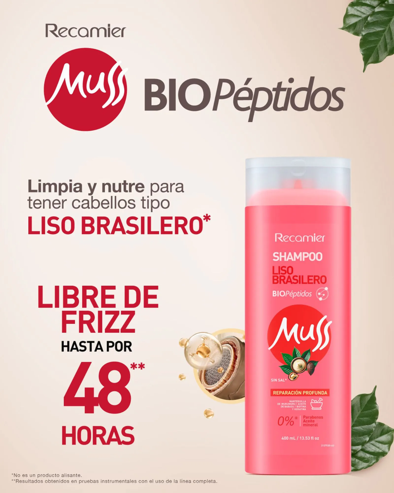 Recamier Muss Brazilian Smooth Shampoo Keratin Control Alisado Pro - 400ml