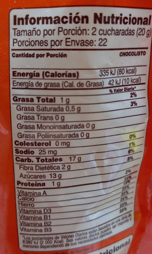 Chocolisto Instant Chocolate Malt Drink Mix Powder Energy - 15.5 oz (440g)