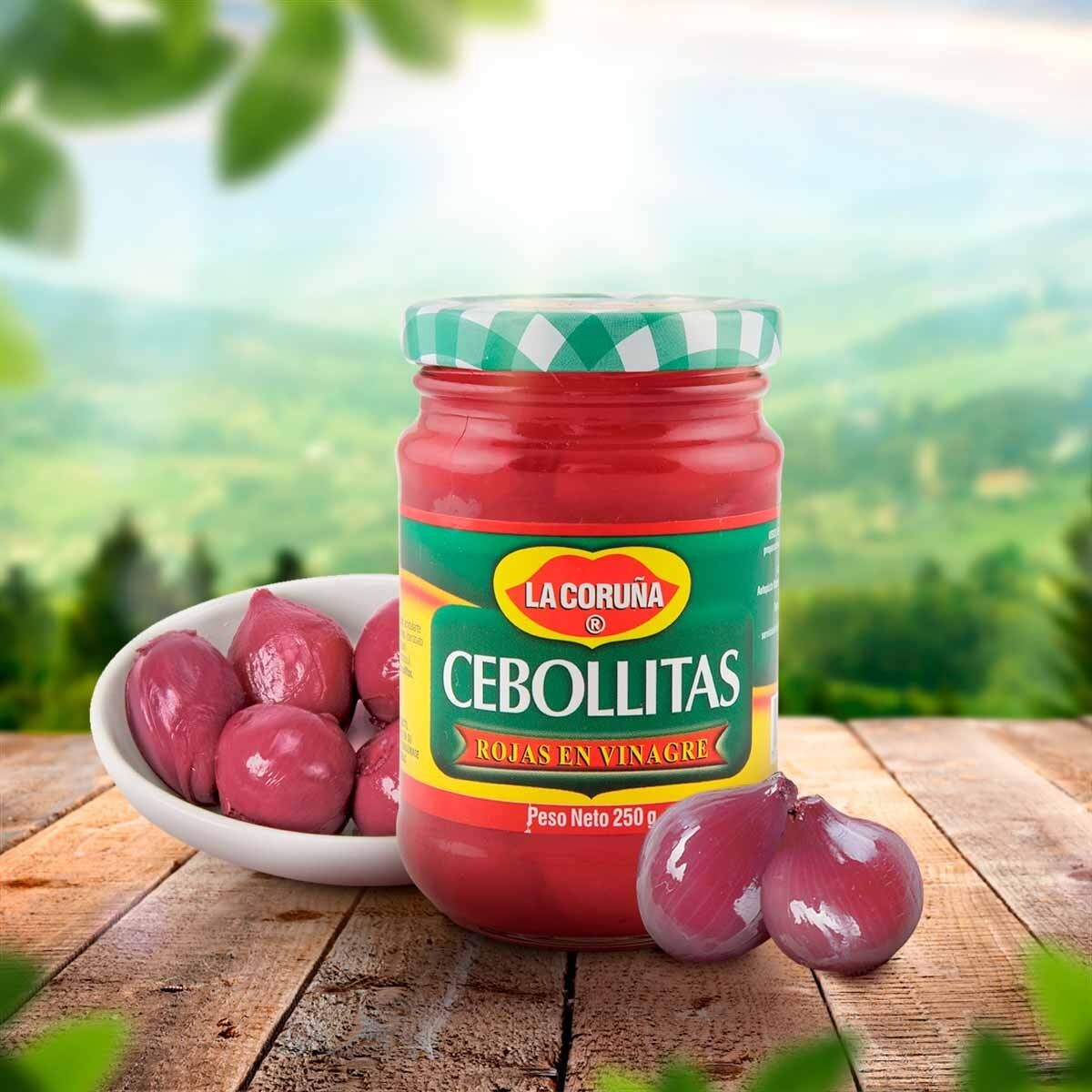 La Coruna Pickled Baby Red Onions Cebollitas Rojas Encurtidas Gourmet - 250g