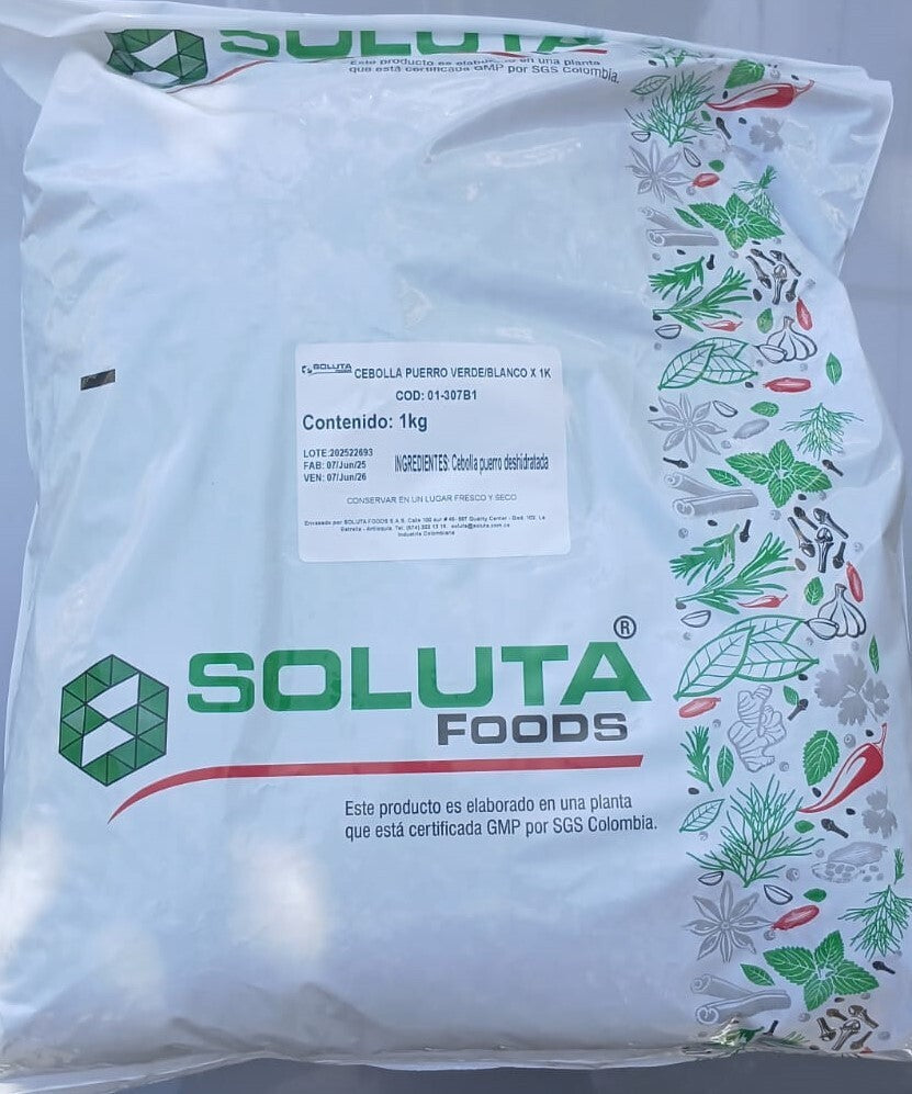 Soluta White Green Leek Flakes Cebolla Puerro Dehydrated Vegetable Mix - 1kg