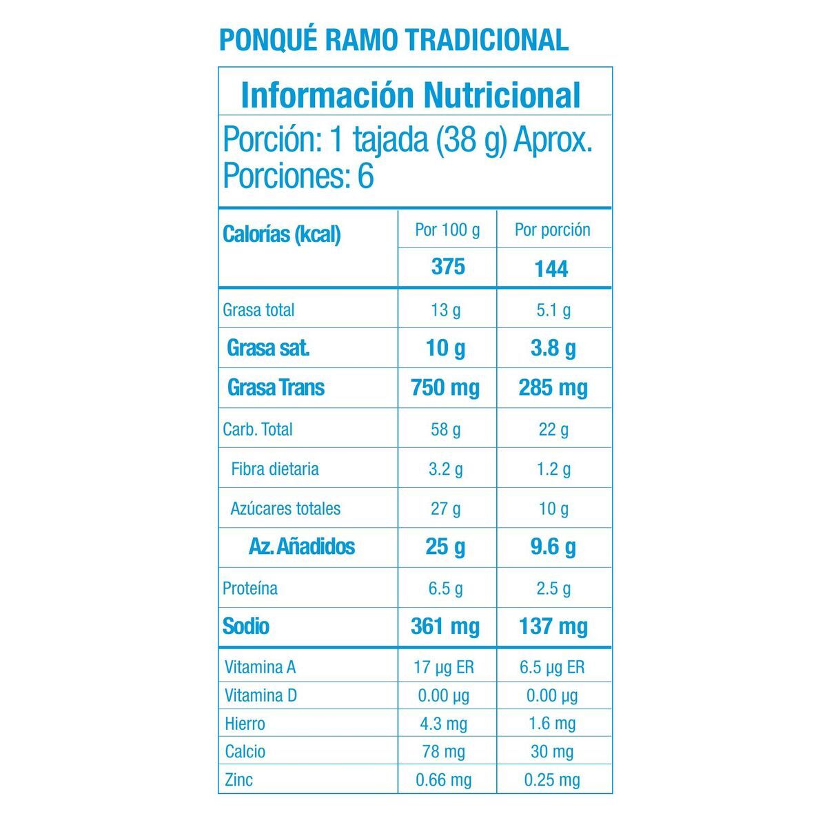Ramo Ponqué Tradicional Sliced Snack Cake Traditional - 8.1 oz (230g)