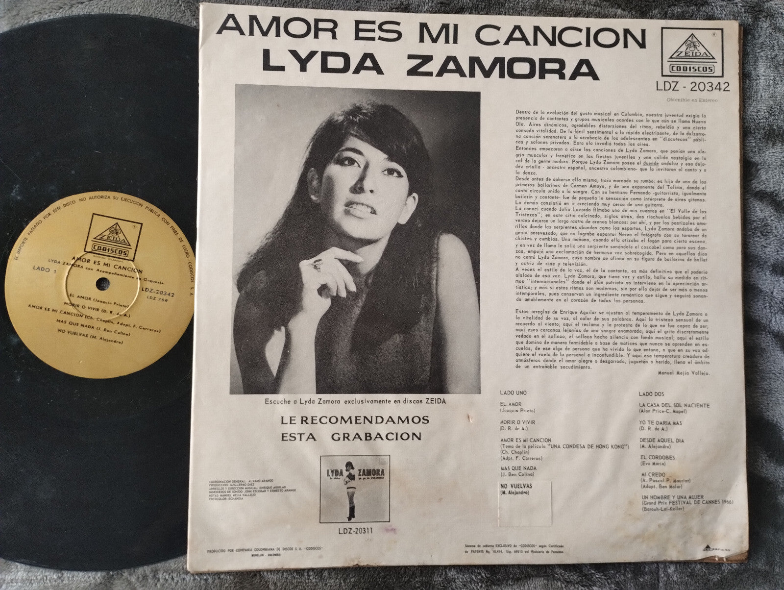 Lyda Zamora Amor Es Mi Cancion Zeida Codiscos Vinyl LP Album Rare Mono Pop Rock