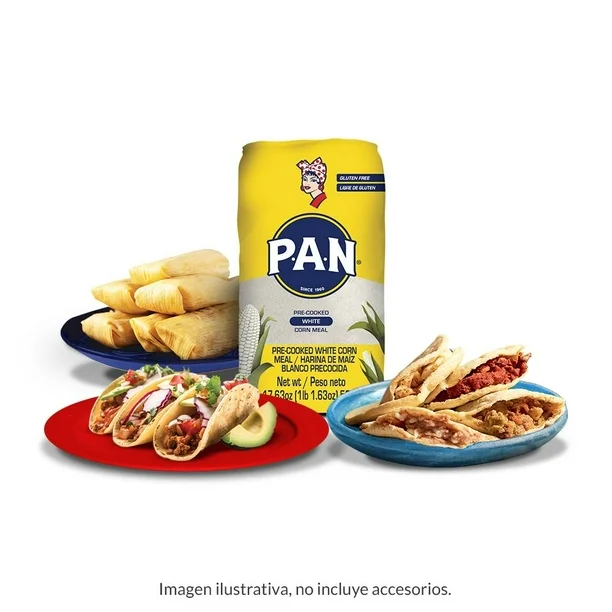 PAN Precooked White Corn Flour Harina de Maiz Blanco Arepas Premium - 1 kg