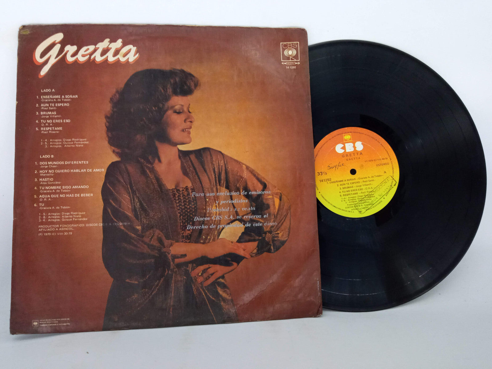 Gretta Gretta CBS Vinyl LP Record Original Pressing Colombian Pop Rock Rare