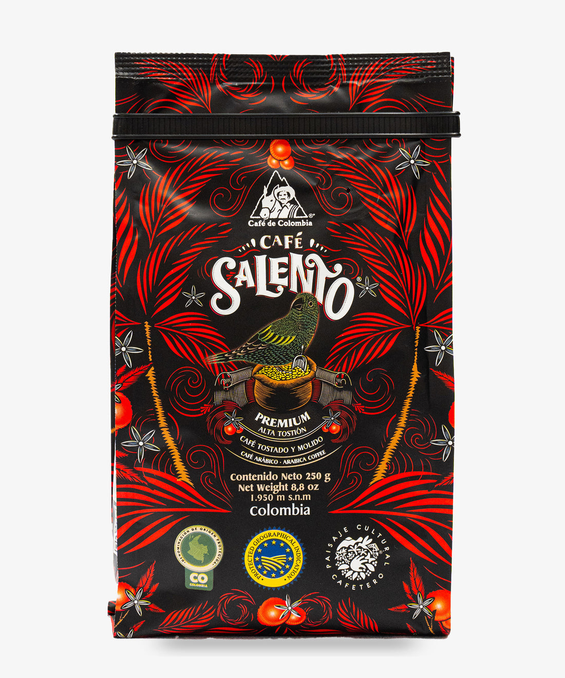 Cafe Salento Dark Roast Ground Coffee Tostion Alta Intense Gourmet Grains 250g