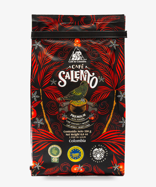 Cafe Salento Dark Roast Ground Coffee Tostion Alta Intense Gourmet Grains 250g
