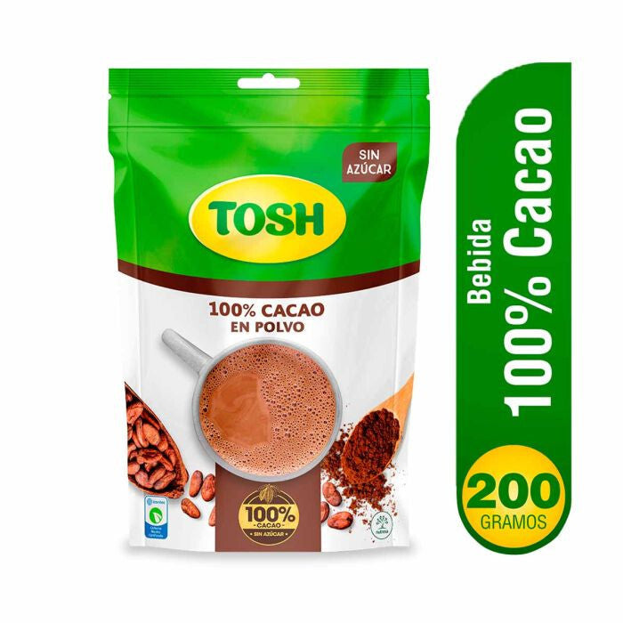 Tosh Hot Chocolate Powder Cacao Sugar Free Instant Drink Mix 2-Pack - 200g