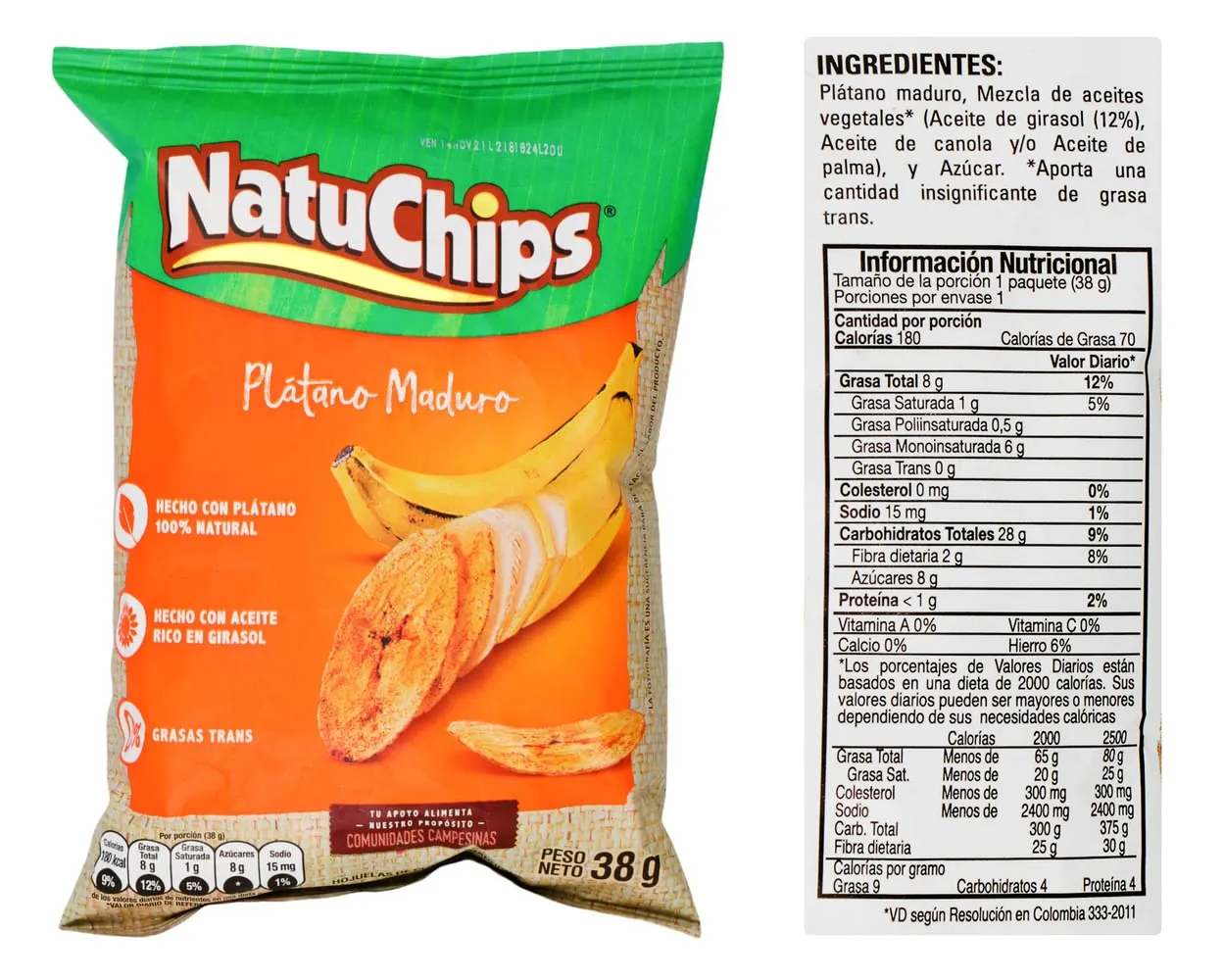 Natuchips Ripe Plantain Chips Frito Lay Maduritos Sweet Snacks - 12-Pack (456g)