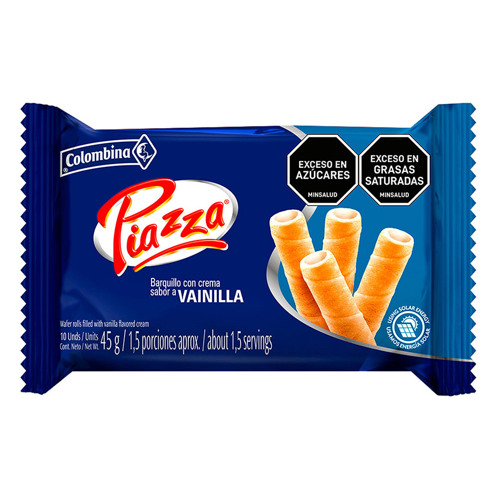 Piazza Lunchbox Wafers Vanilla Barquillos Vainilla Snack Pack - 44g