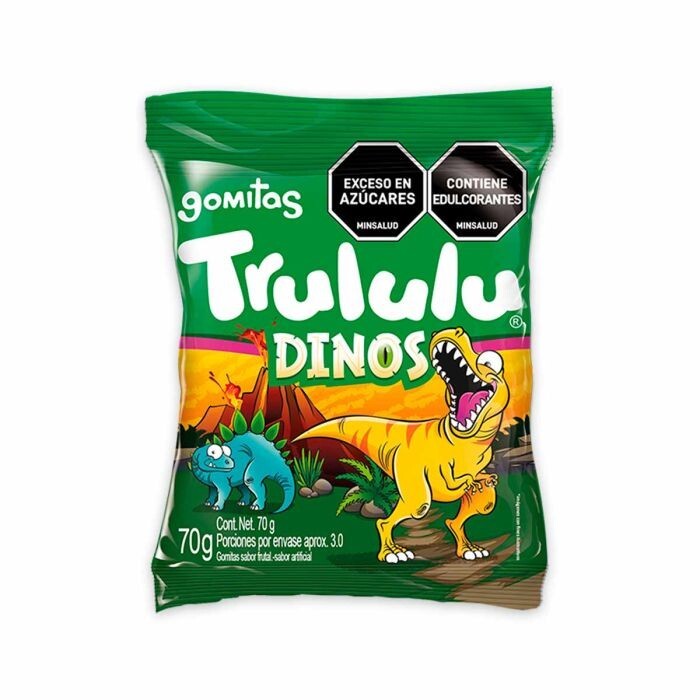 Trululu Dinos Gummies Dinosaur Shaped Assorted Fruit Soft Candy Pack - 70g