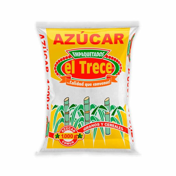 El Trece White Sugar Azucar Blanca Refinada Pure Cane Grains - 2.2 lb (1000g)