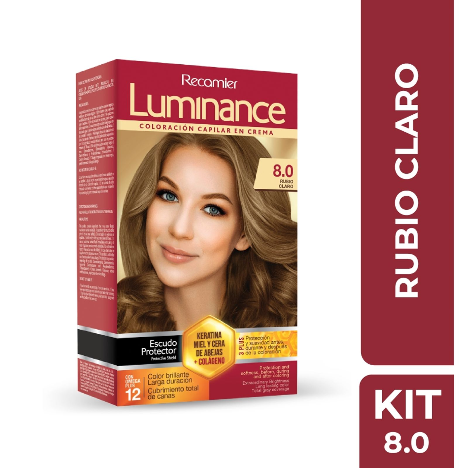 Recamier Hair Color 8.0 Light Blonde Permanent Cream Rubio Claro Kit