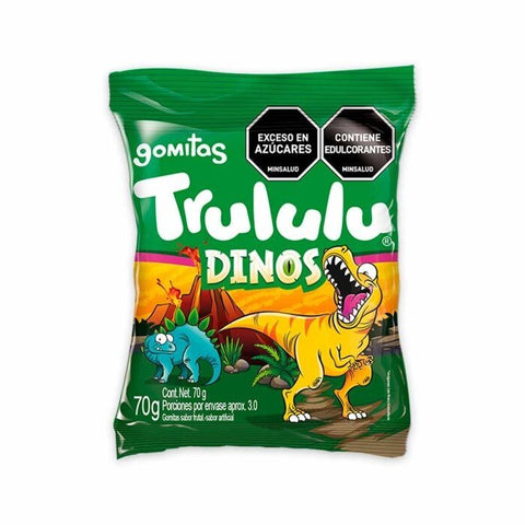 Trululu Dinos Gummies Dinosaur Shaped Assorted Fruit Soft Candy Pack - 70g