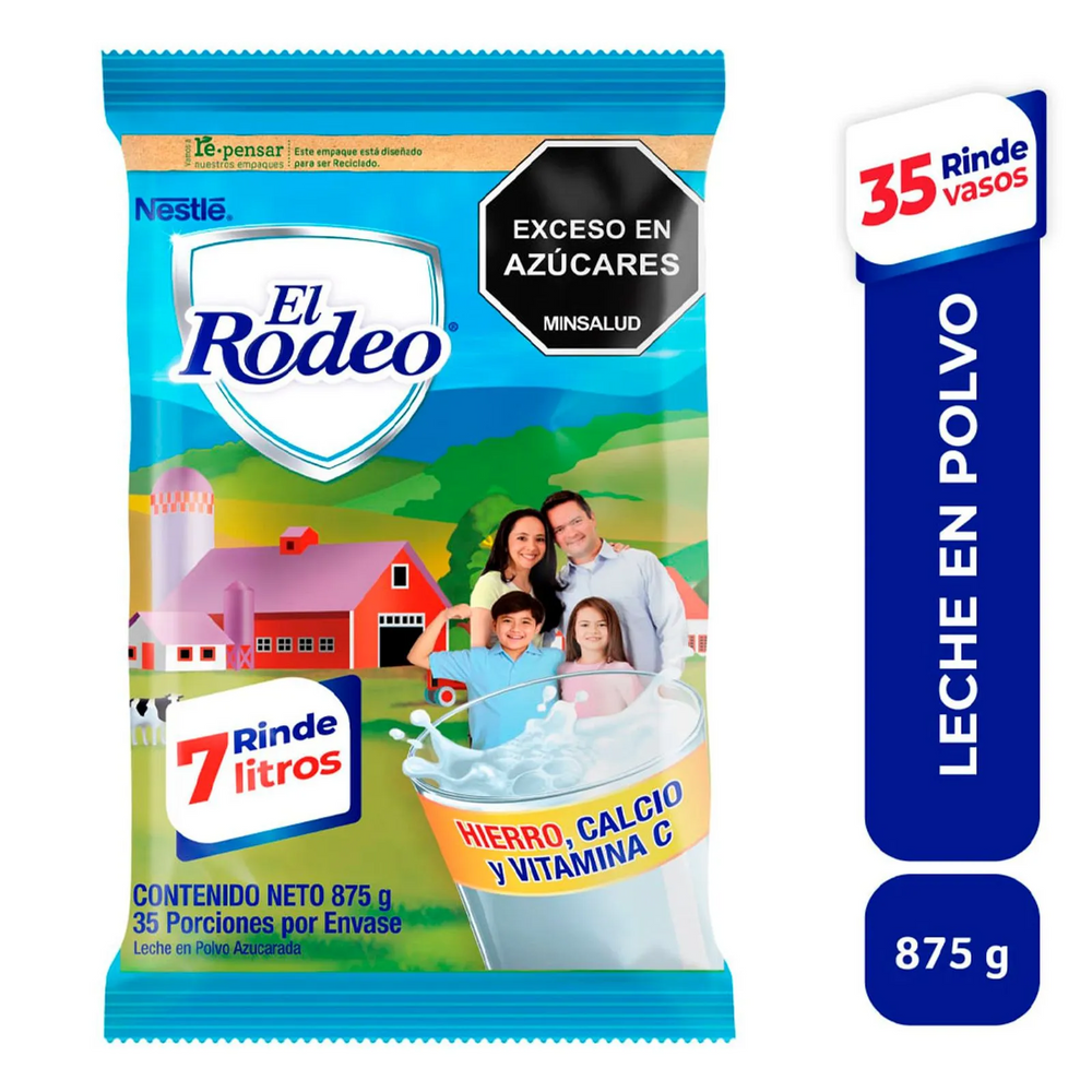 El Rodeo Sweetened Powdered Milk Leche en Polvo Azucarada Large Bag - 875g