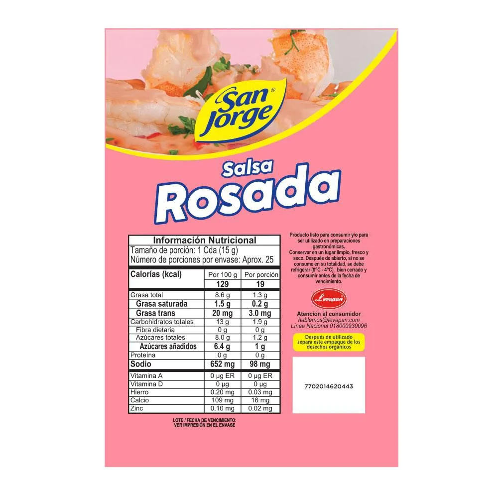 San Jorge Pink Sauce Salsa Rosada Doypack Traditional Creamy Dip - 380g