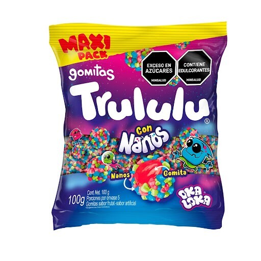 Trululu Gummies Nanos Oka Loka Fruit Flavor Gomitas Soft Candy Pack - 100g