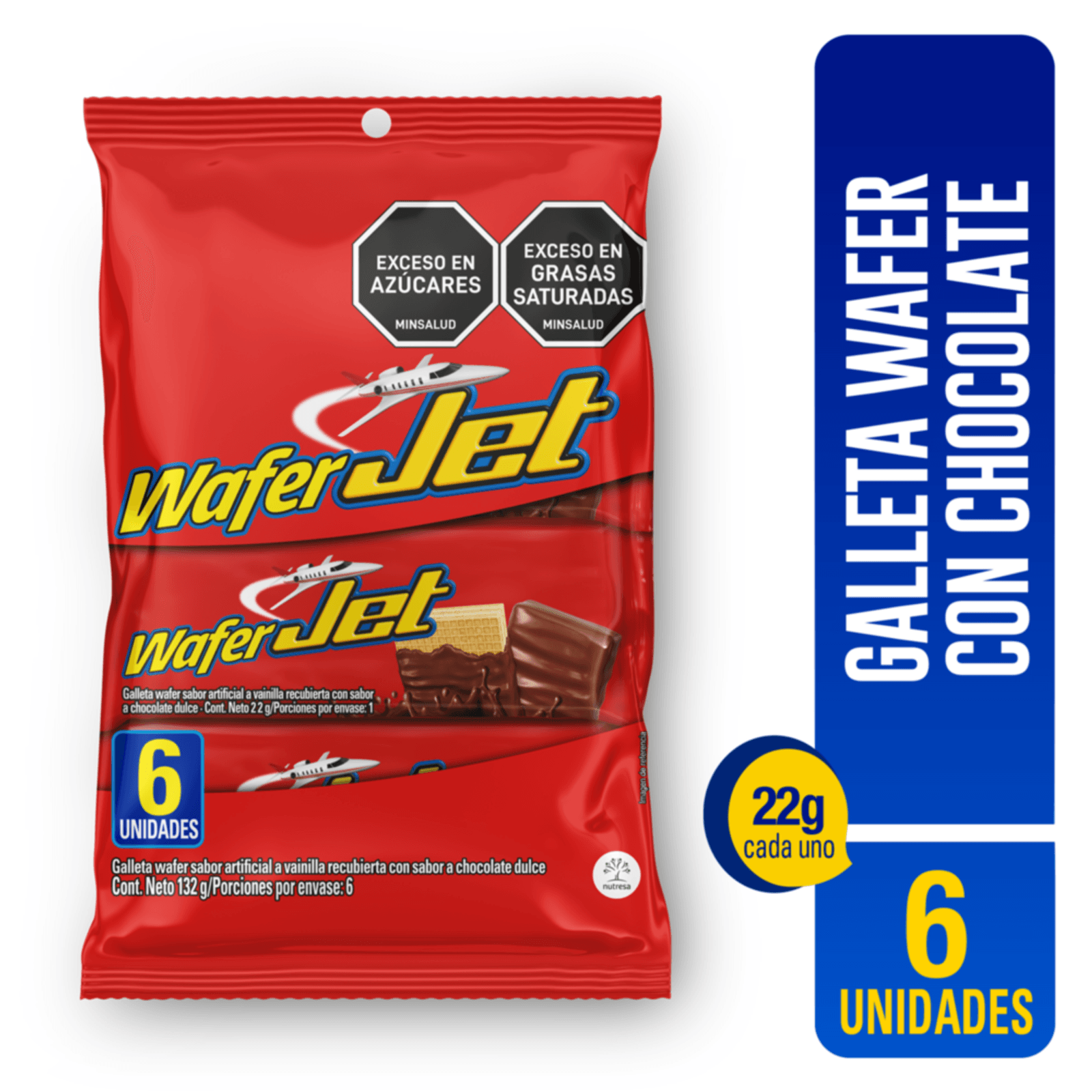 Wafer Jet with Chocolate Cookies Galletas Con Cobertura de Chocolate 6u 132g