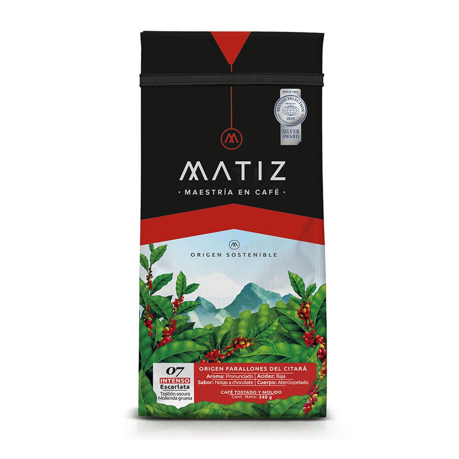 Matiz Escarlata Roasted Ground Coffee Premium Balanced Bold Grains - 12oz 340g