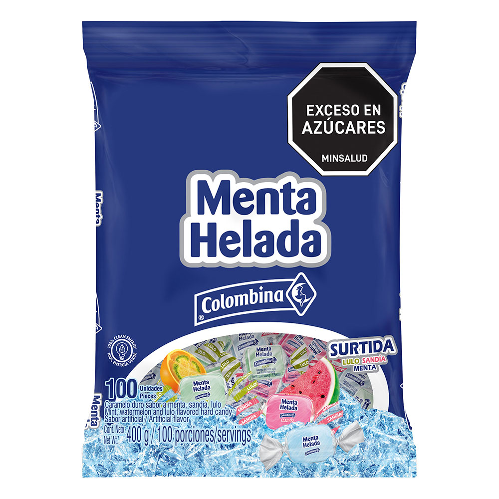 Colombina Iced Mint Assorted Flavors Refreshing Hard Candy Party Pack 100u 400g