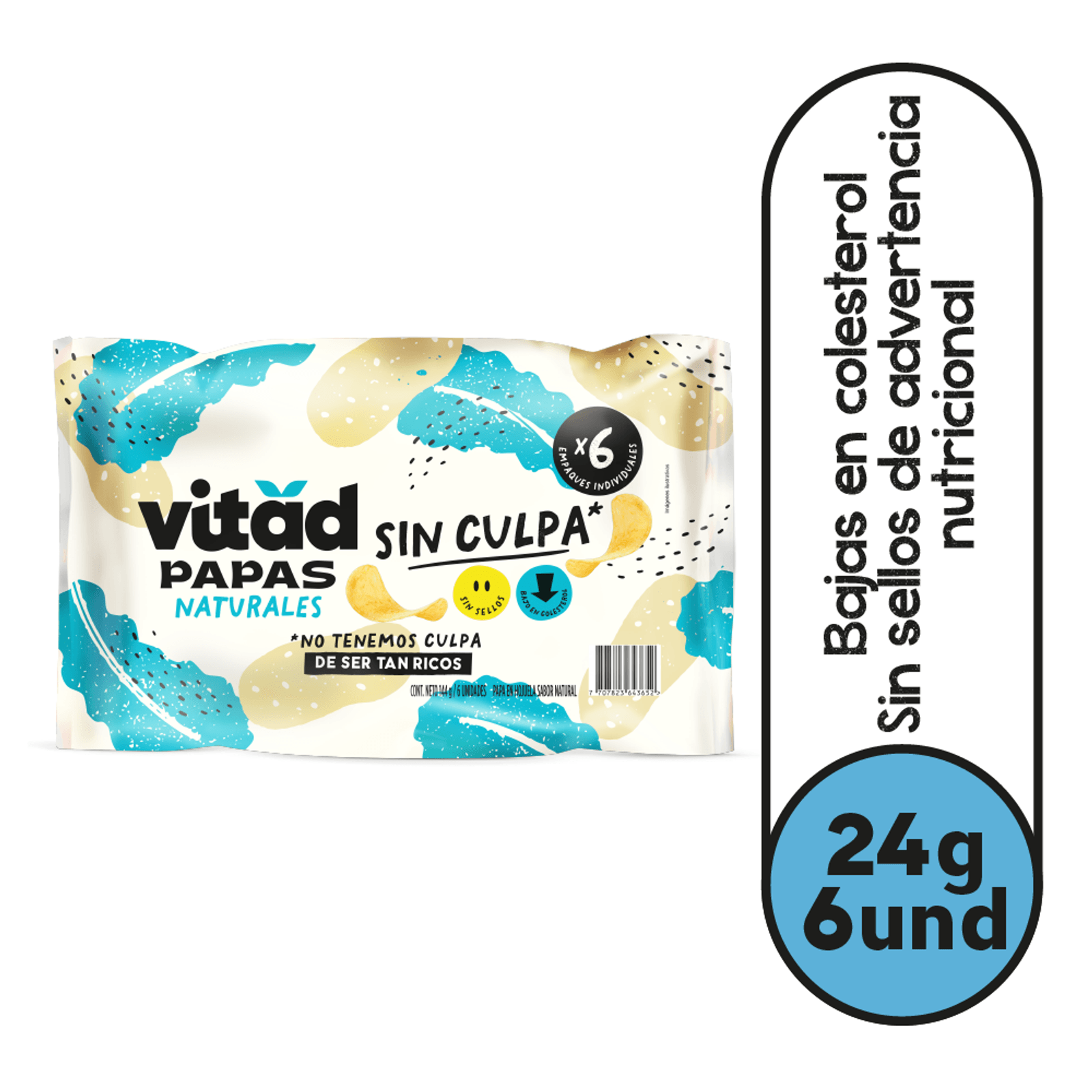 Colombian Vitad  natural potatoes x6 units x24g each. Healthy snack