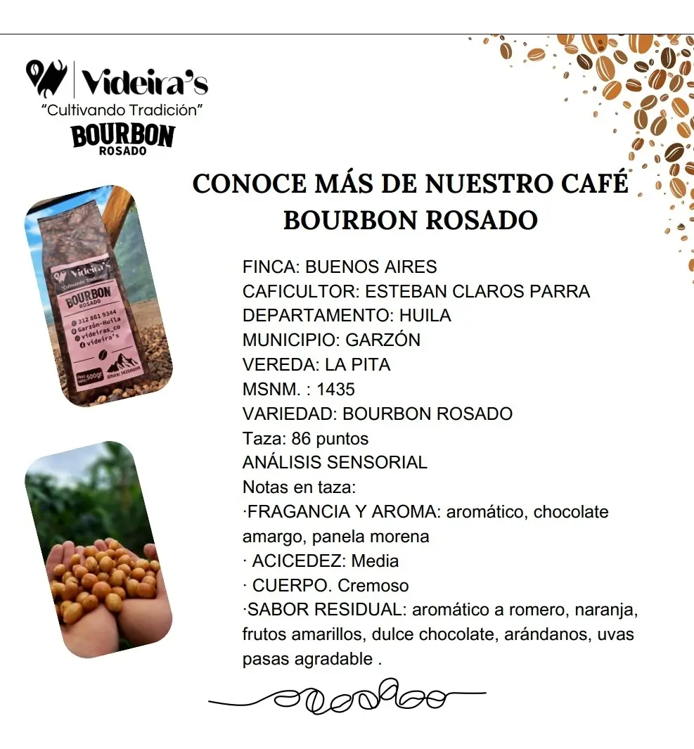 Premium Specialty Coffee Bourbon Rosado Colombia Huila Ground Bean 86 Pts 500g