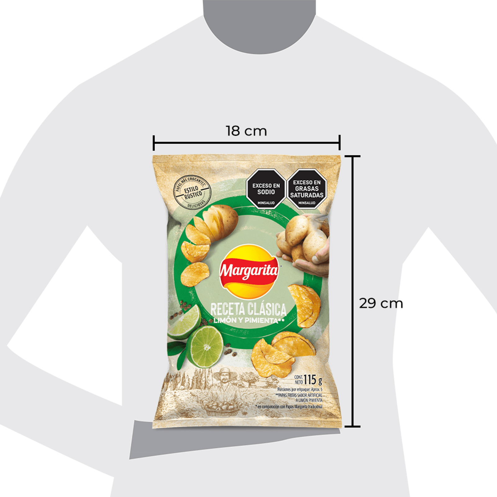Frito Lay Margarita  Lemon & Pepper Potato Chips 115g. Limon y pimienta