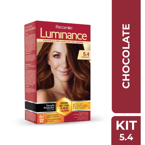 Kit de Tinte en Crema Permanente Recamier Hair Color 5.4 Castaño Chocolate
