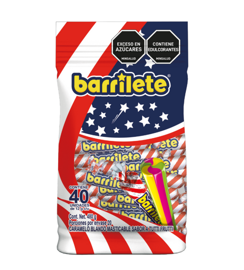 Barrilete Tutti Frutti Chewy Candy Sticks Taffy Retro Sweets - 40 Sticks
