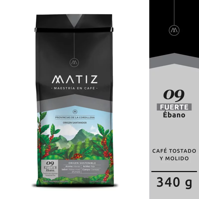 Matiz Strong Ebony Ground Coffee Ebano Fuerte Premium Intense Dark Roast - 340g
