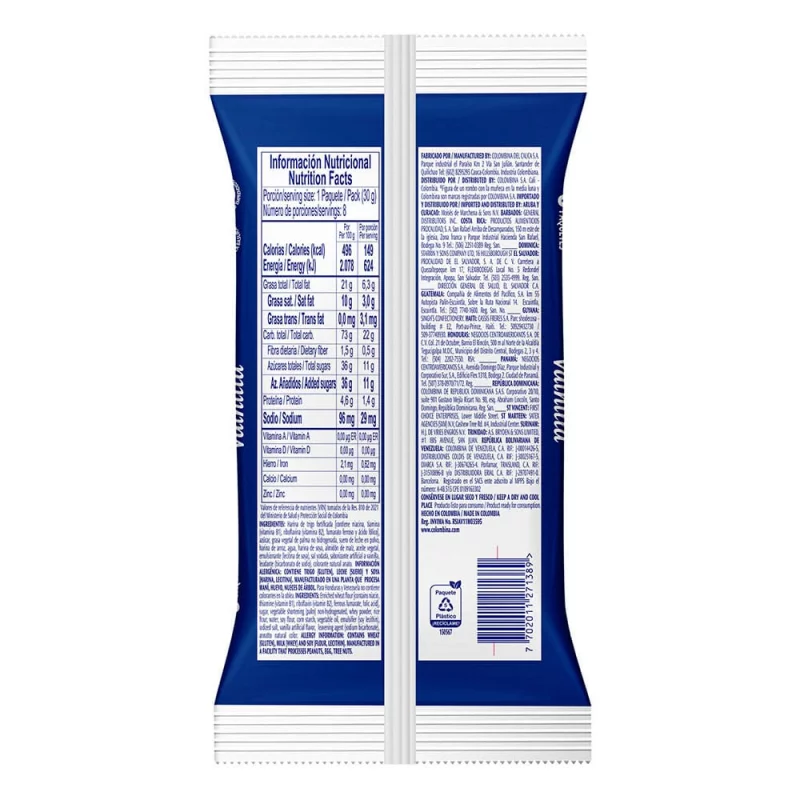 Bridge Vanilla Wafer Cookies Galletas Wafer Sabor a Vainilla Pack 8-Units 240g