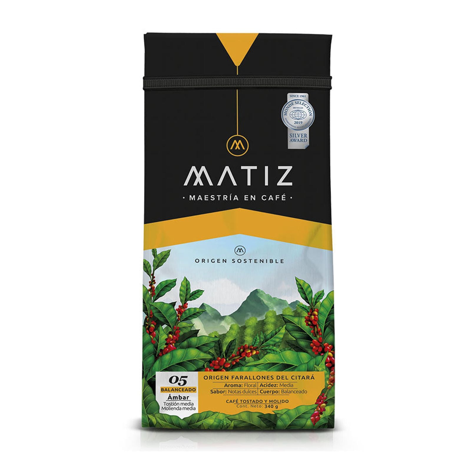 Matiz Ambar Roasted Ground Coffee Premium Smooth Medium Roast Blend - 12oz 340g