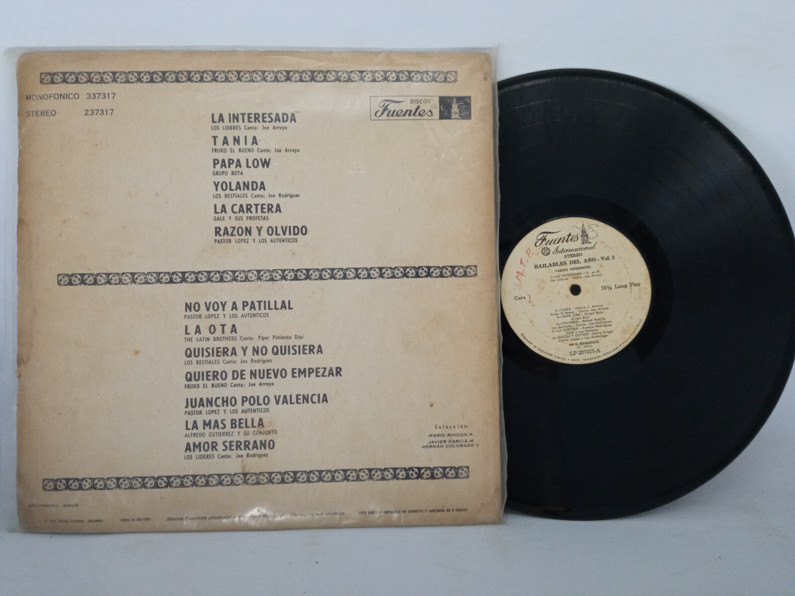 Various Bailables Del Ano Vol 3 Discos Fuentes Vinyl LP Record Cumbia Salsa Mix