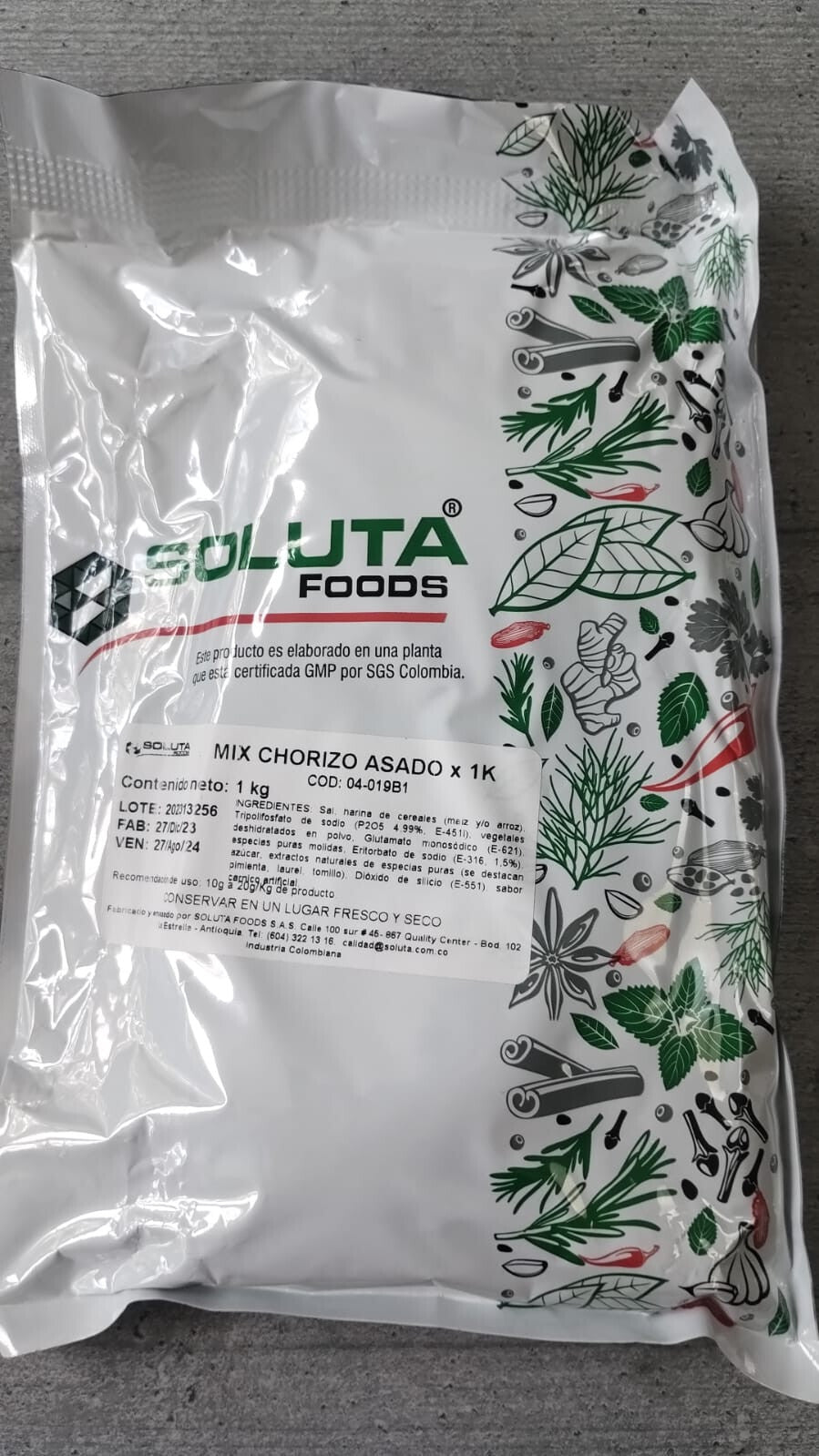 Grilled Chorizo Seasoning Mix Condimento Asado Soluta Powder - 2.2 lb (1kg)