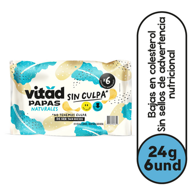 Papas naturales Vitad colombianas x6 unidades x24g cada una. Snack saludable