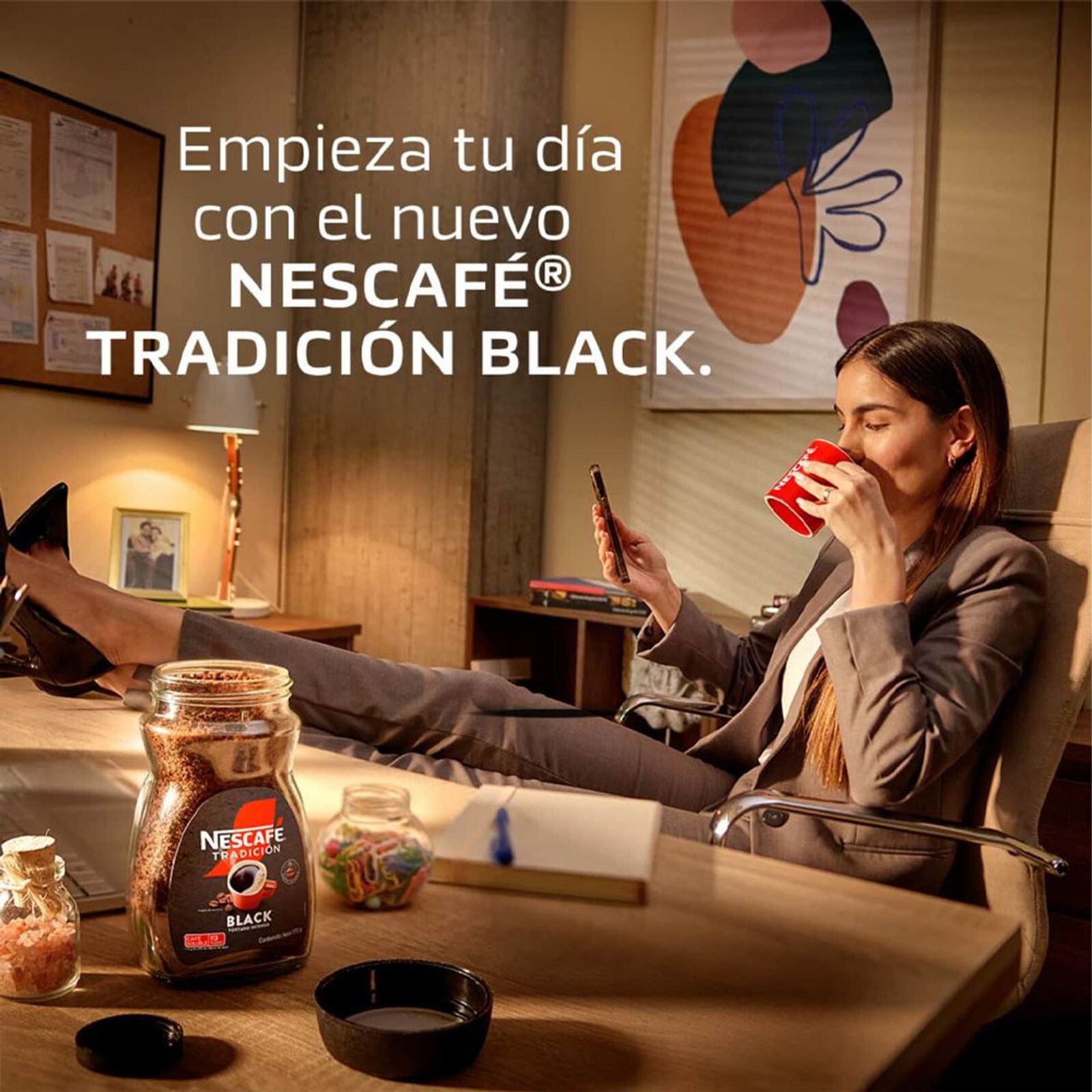 Nescafe Tradicion Black Intense Roasted Instant Coffee Fuerte Dark - 6oz 170g