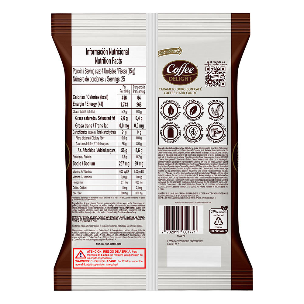 Coffee Delight Candies Chewy Coffee Flavored Sweet Drops Caramelos de Cafe