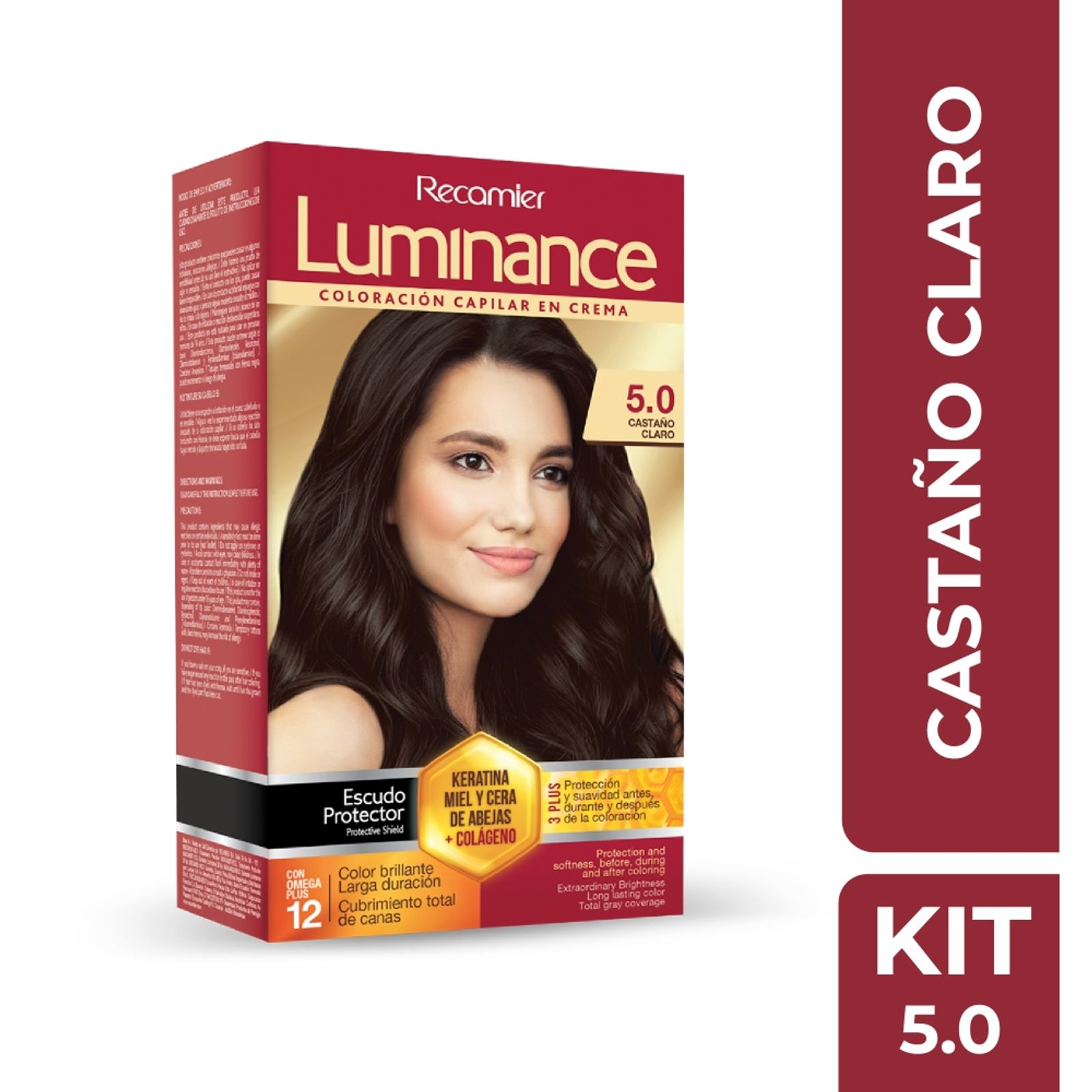 Recamier Hair Color 5.0 Light Brown Permanent Cream Castano Claro Kit