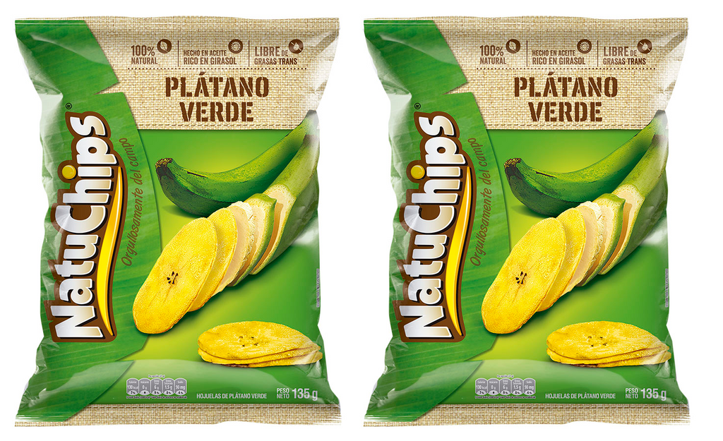 Natuchips Green Plantain Chips Platano Verde Salty Snacks - 2 Bags (135g)