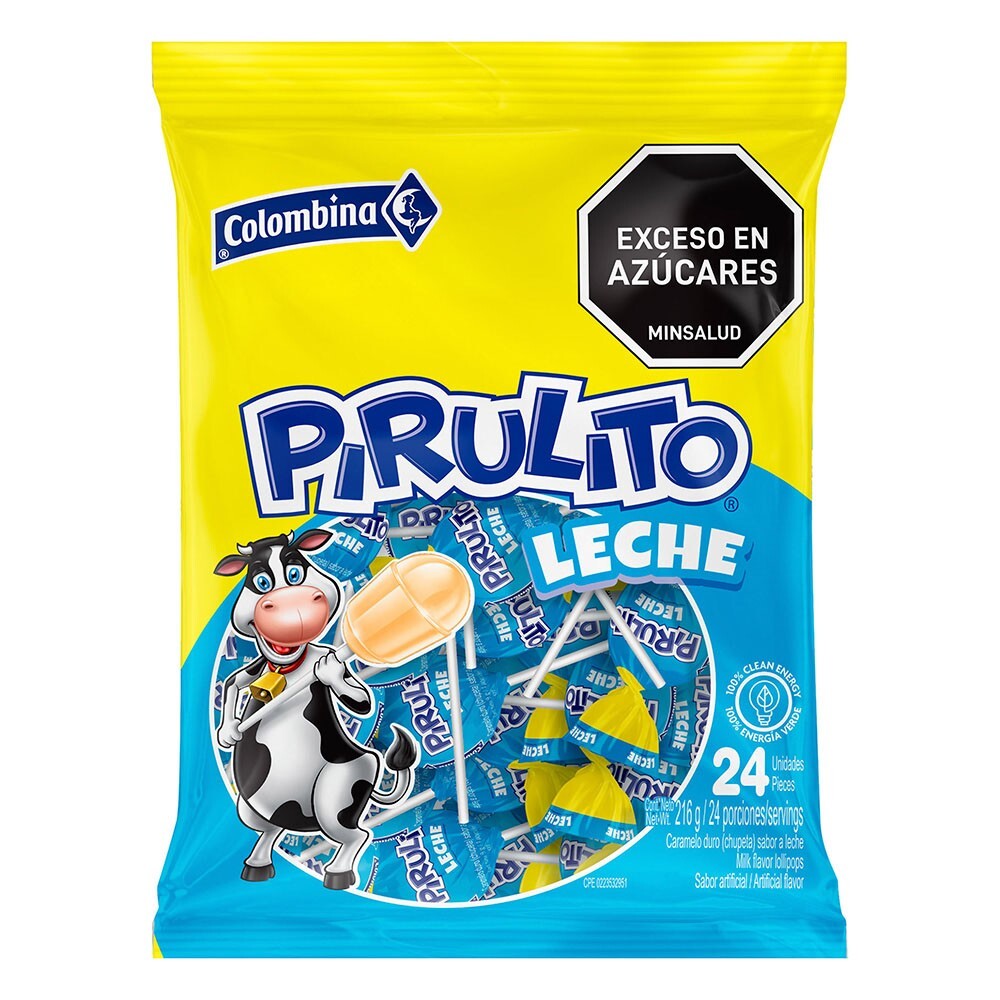 Colombina Pirulito Milk Lollipop Chupetas de Leche Creamy Treats 24u - 216g