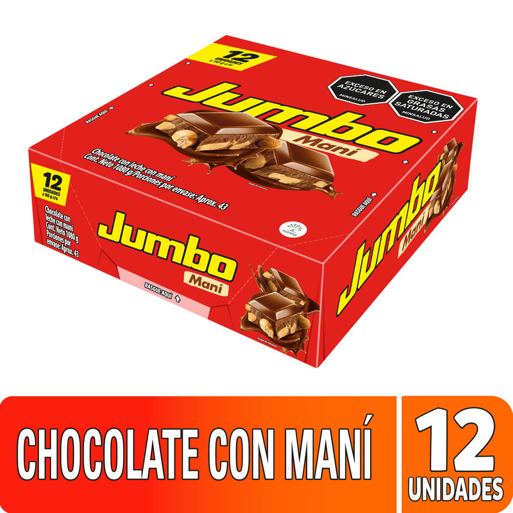 Jumbo Milk Chocolate Peanut Bar Chocolatina Pack Classic Snack - 38.1 oz (1080g)