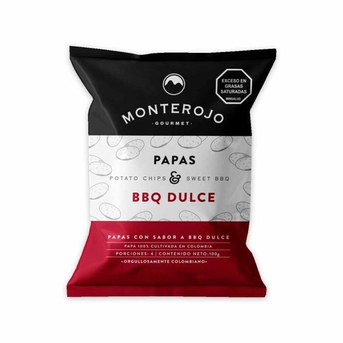 Monterojo Gourmet Potato Chips Sweet BBQ Flavor Barbecue Premium Pack X3 100g