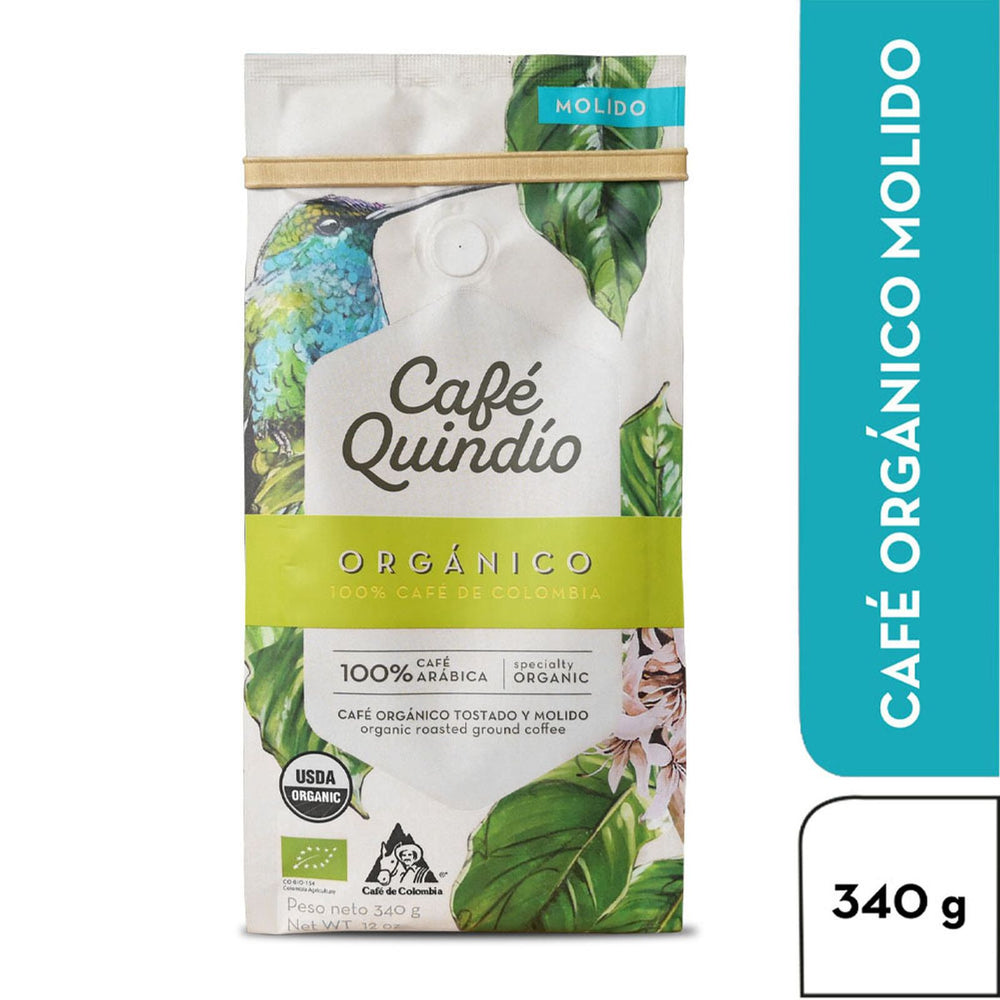 Colombia Cafe Quindio Gourmet Organic Ground Coffee  340 g 12 oz