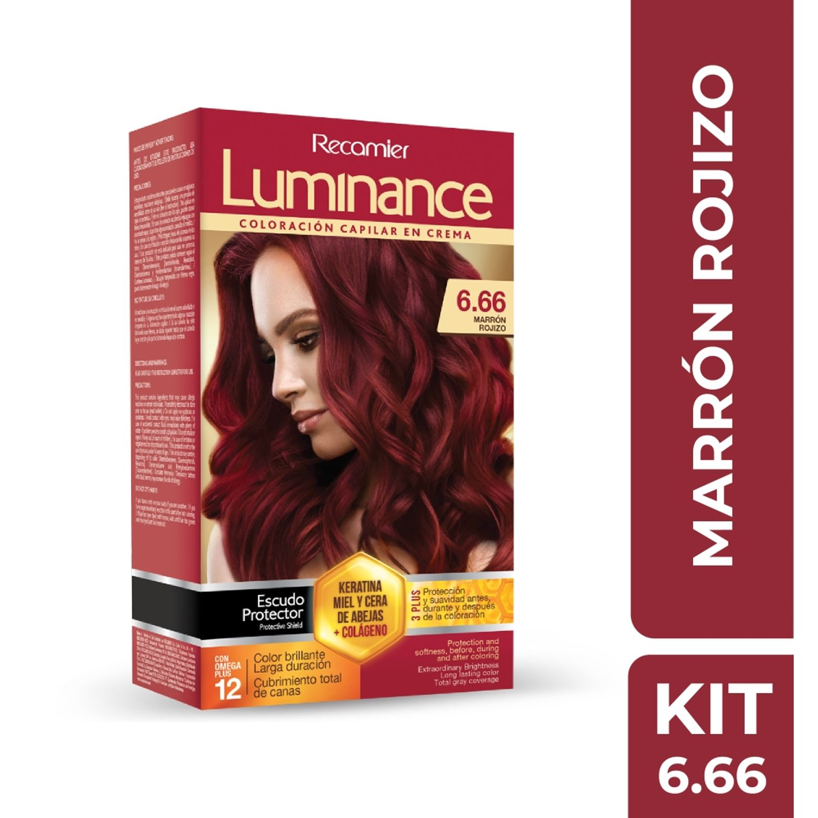 Recamier Hair Color 6.66 Reddish Brown Permanent Cream Tinte Marron Ojizo Kit