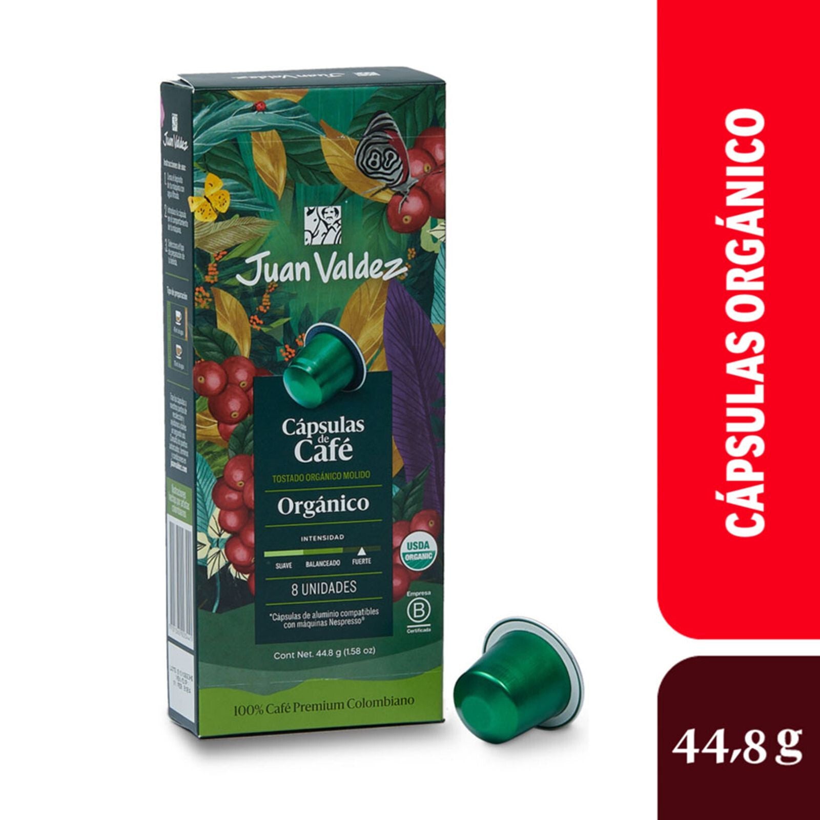 Juan Valdez Organic Coffee K-CUP Pods 8u Box Nespresso Compatible Bio Capsule