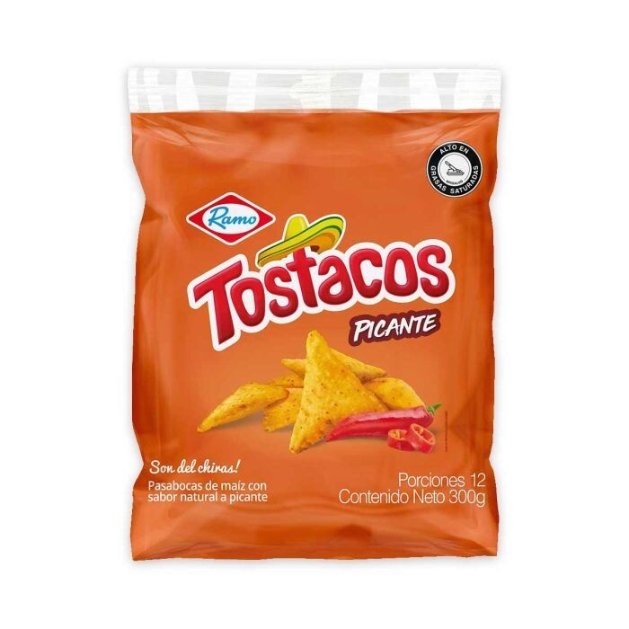 Ramo Tostacos Picantes Spicy Corn Snacks 12-Pack Multipack Bag - 300g Each