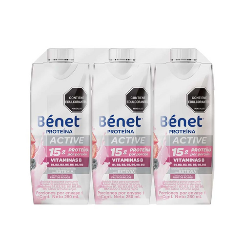 Benet Soy Protein Liquid Drink Red Fruits Flavor Nutritional 3-Pack - 750ml
