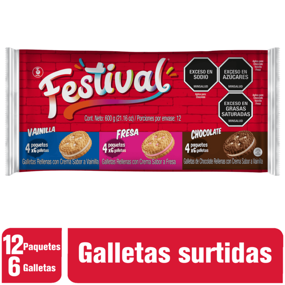 Galletas Festival Surtido Variedad 12 Paquetes 600g