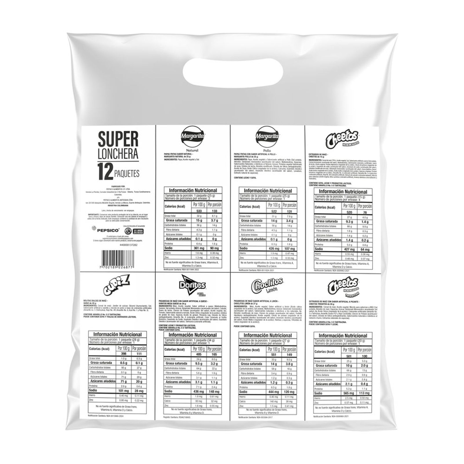 Frito Lay Assorted Snacks Super Lunchbox Lonchera Multipack Variety 12u 271g